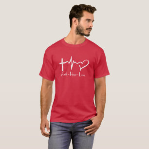 Camiseta Faith Hope Love Heartbeat Spirit Religion