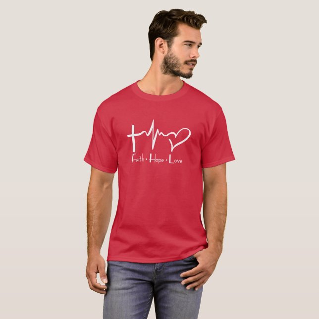 Camiseta Faith Hope Love Heartbeat Spirit Religion (Anverso completo)
