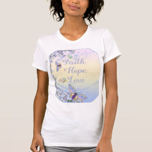 Camiseta Faith Hope Love (hermosas mariposas)
