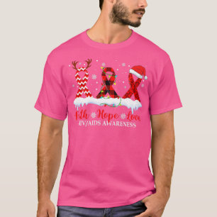 Camiseta Faith Hope Love HIV AIDS Awareness Navidades Ribbo