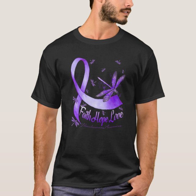 Camiseta Faith Hope Love Homelessness Awareness Dragonfly (Anverso)