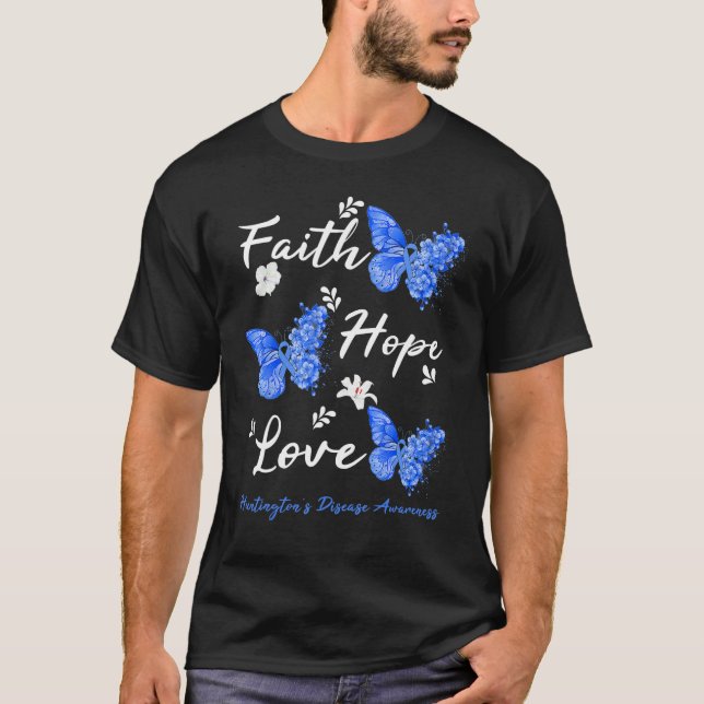 Camiseta Faith Hope Love Huntington s Disease Awareness But (Anverso)