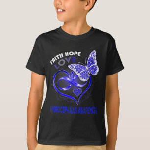 Camiseta Faith Hope Love Hydrocephalus Awareness Heart Butt