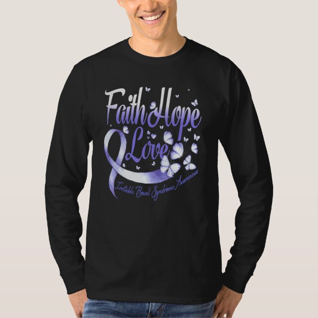 Camiseta Faith Hope Love Irritable Bowel Syndrome Awareness (Anverso)