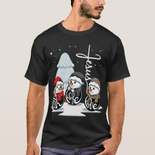 Camiseta Faith Hope Love Jesus Navidades Pajama Snowman Chr