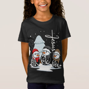 Camiseta Faith Hope Love Jesus Navidades Pajama Snowman Chr