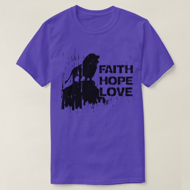 Camiseta Faith Hope Love Leon Jesus Bible Christian Faith (Diseño del anverso)