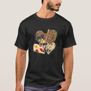 Camiseta Faith Hope Love Leopard Heart Fall Vibes Autumn Le