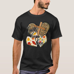 Camiseta Faith Hope Love Leopard Heart Fall Vibes Autumn Le