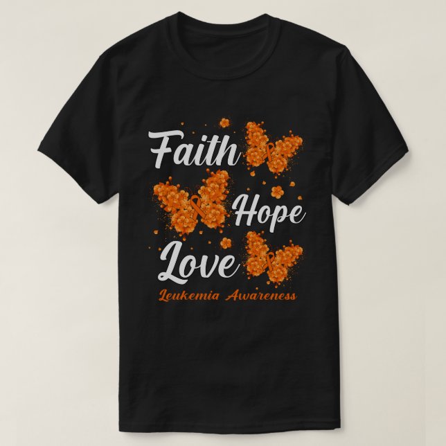 Camiseta Faith Hope Love Leukemia Awareness Butterfly (Diseño del anverso)