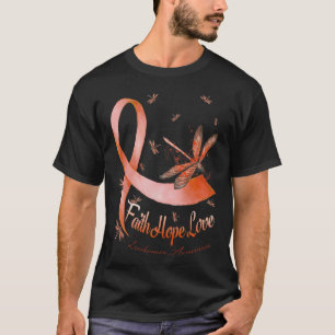 Camiseta Faith Hope Love Leukemia Awareness Dragonfly