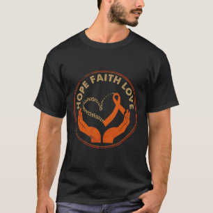 Camiseta Faith Hope Love Leukemia Awareness Heart Naranja R