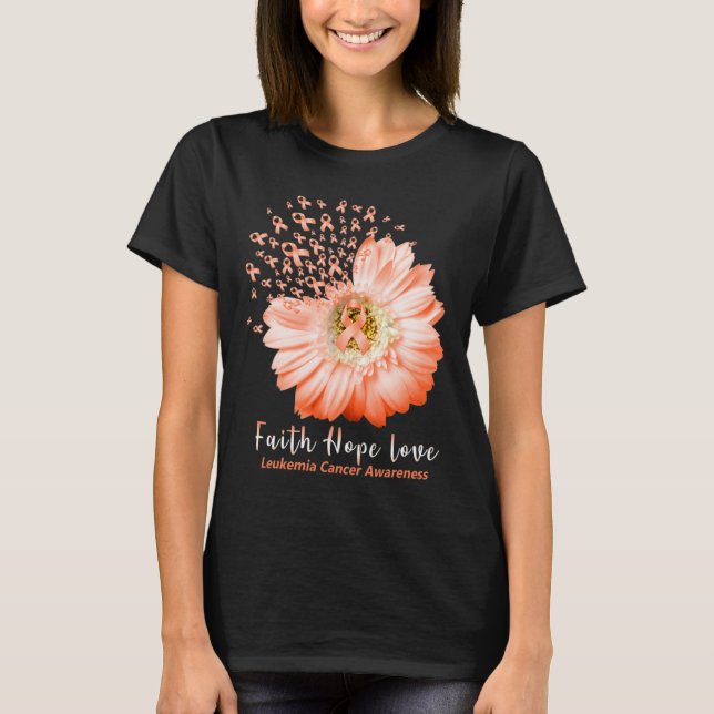Camiseta Faith Hope Love Leukemia Awareness Naranja Ribbon  (Anverso)