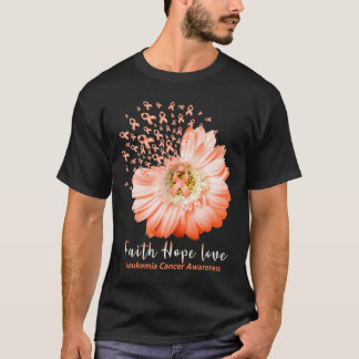 Camiseta Faith Hope Love Leukemia Awareness Naranja Ribbon 