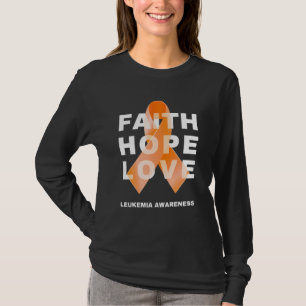 Camiseta Faith Hope Love Leukemia Awareness Naranja Ribbon