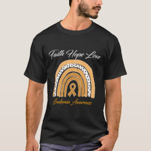 Camiseta Faith Hope Love Leukemia Awareness Ribbon Naranja 