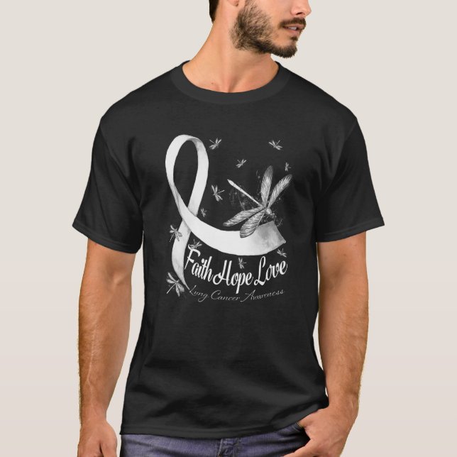 Camiseta Faith Hope Love Lung Cancer Awareness Dragonfly (Anverso)