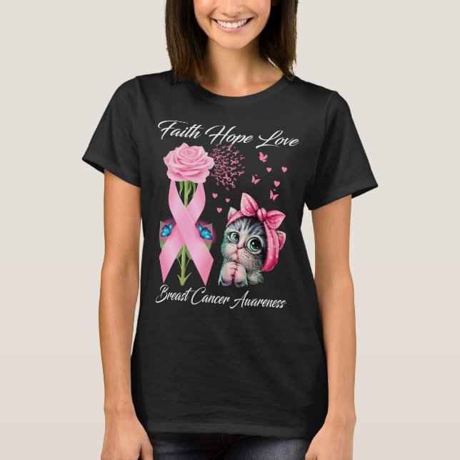 Camiseta Faith Hope Love Mama Cancer Awareness Butterfly (Anverso)