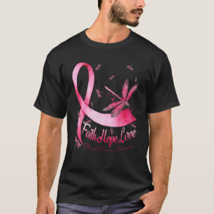 Camiseta Faith Hope Love Mama Cancer Awareness Dragonfly