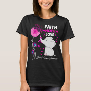 Camiseta Faith Hope Love Mama Cancer Awareness elefant