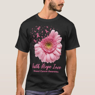 Camiseta Faith Hope Love Mama Cancer Awareness Flower