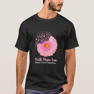 Camiseta Faith Hope Love Mama Cancer Awareness Flower Pin