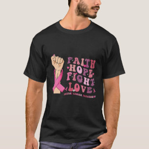 Camiseta Faith Hope Love Mama Cancer Awareness Hand Pink
