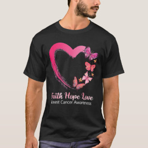 Camiseta Faith Hope Love Mama Cancer Awareness Heart Butt