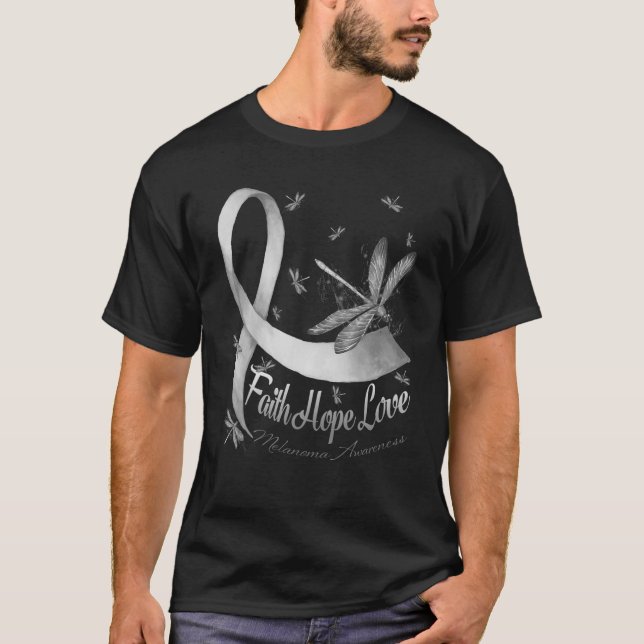 Camiseta Faith Hope Love Melanoma Awareness Dragonfly (Anverso)