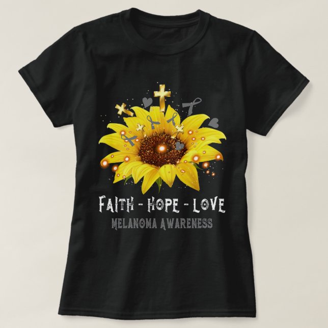 Camiseta Faith Hope Love Melanoma Awareness Support Melanom (Diseño del anverso)