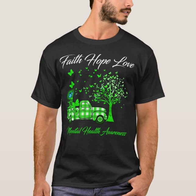Camiseta Faith Hope Love Mental Health Awareness Tree Truck (Anverso)