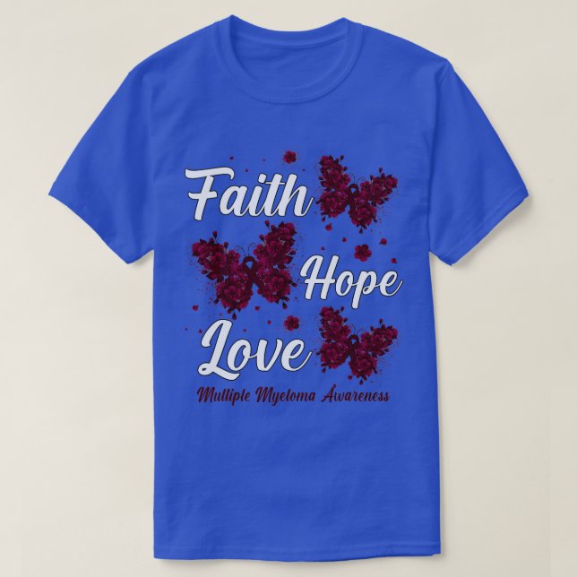 Camiseta Faith Hope Love Multiple Myeloma Awareness Butterf (Diseño del anverso)