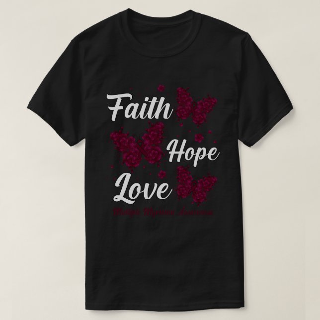 Camiseta Faith Hope Love Multiple Myeloma Awareness Butterf (Diseño del anverso)