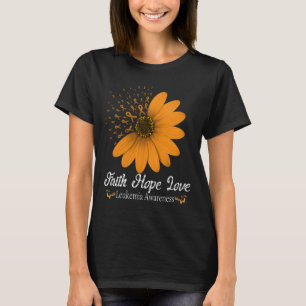 Camiseta Faith Hope Love Naranja Ribbon Apoyo al Cáncer de