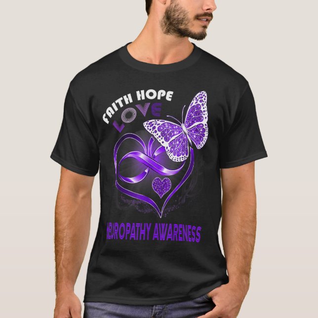 Camiseta Faith Hope Love Neuropathy Awareness Heart Butterf (Anverso)