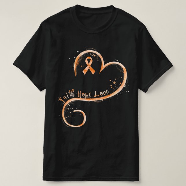 Camiseta Faith Hope Love Orange Ribbon Leukemia Awareness  (Diseño del anverso)