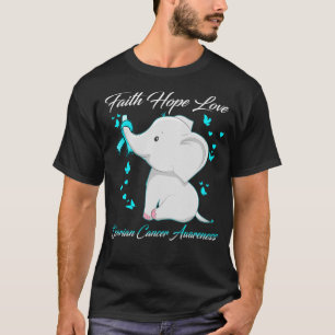 Camiseta Faith Hope Love Ovarian Cancer Awareness Elephant