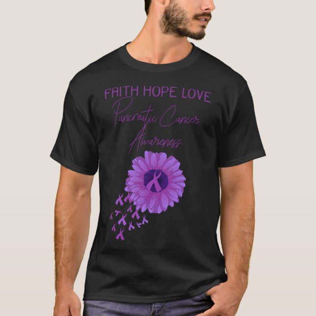 Camiseta Faith Hope Love Pancreatic Cancer Awareness Purple (Anverso)