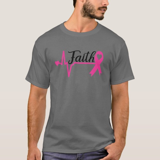 Camiseta Faith Hope Love Pink Ribbon Brem Cancer Awarenes (Anverso)