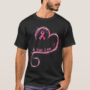Camiseta Faith Hope Love Pink Ribbon Brem Cancer Awarenes