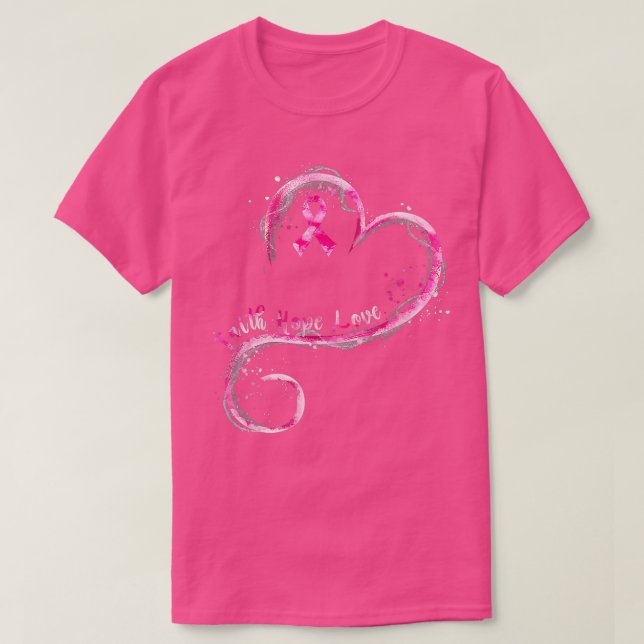 Camiseta Faith Hope Love Pink Ribbon Brem Cancer Awarenes (Diseño del anverso)