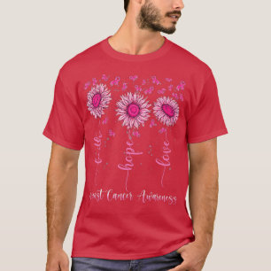 Camiseta Faith Hope Love Pink Ribbon Brem Cancer Awarenes