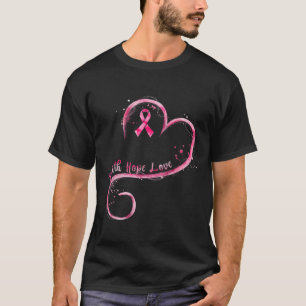 Camiseta Faith Hope Love Pink Ribbon Brem Cancer Awarenes