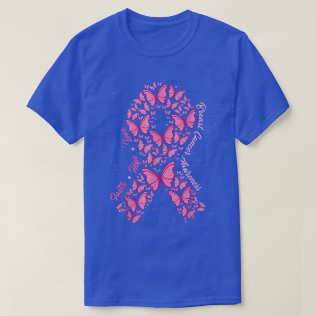 Camiseta Faith Hope Love Pink Ribbon Butterflies Puede (Diseño del anverso)