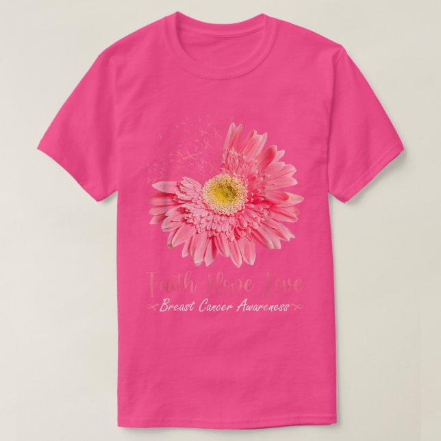 Camiseta Faith Hope Love Pink Ribbon Daisy Sunflowers Breas (Diseño del anverso)