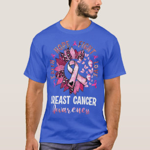 Camiseta Faith Hope Love Pink Ribbon Leopard Breast Cancer