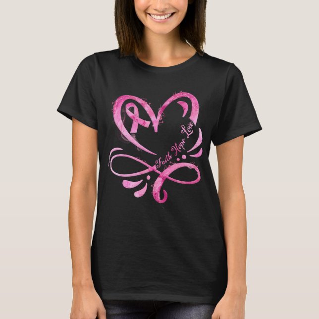 Camiseta Faith Hope Love Pink Ribbon Mama Cancer (Anverso)