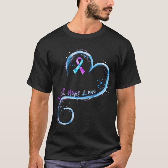 Camiseta Faith Hope Love Purple Ribbon Artritis Reumatoide (Anverso)