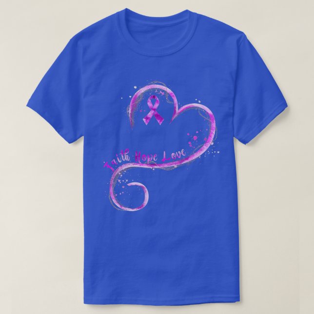 Camiseta Faith Hope Love Purple Ribbon Sobredosis Concienci (Diseño del anverso)