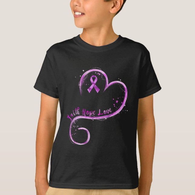 Camiseta Faith Hope Love Purple Ribbon Sobredosis Concienci (Anverso)